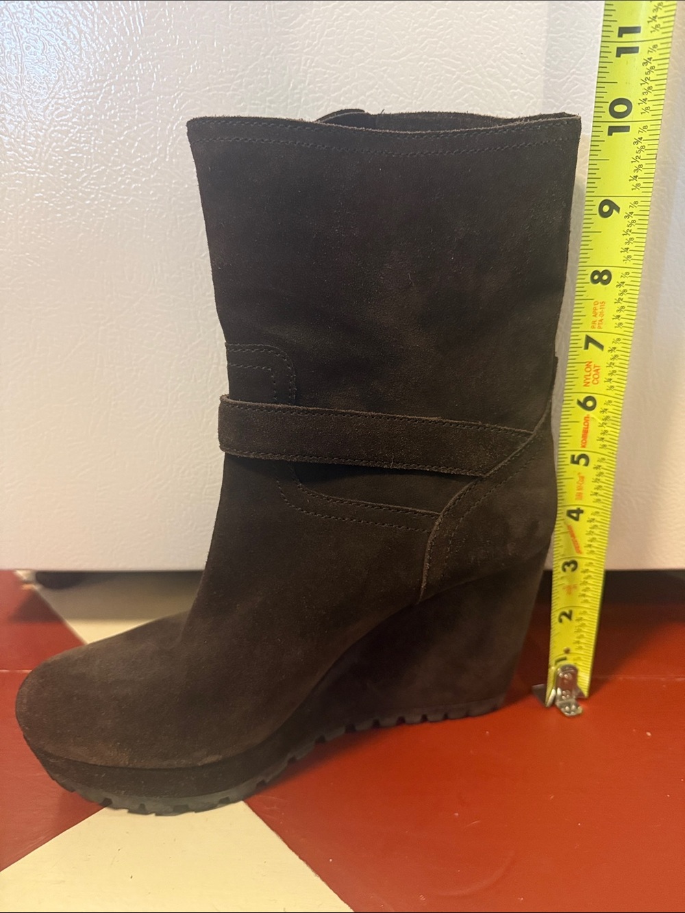 Prada Brown Suede Wedge Boots with Buckle Straps lite lug sole - Picture 5 of 14